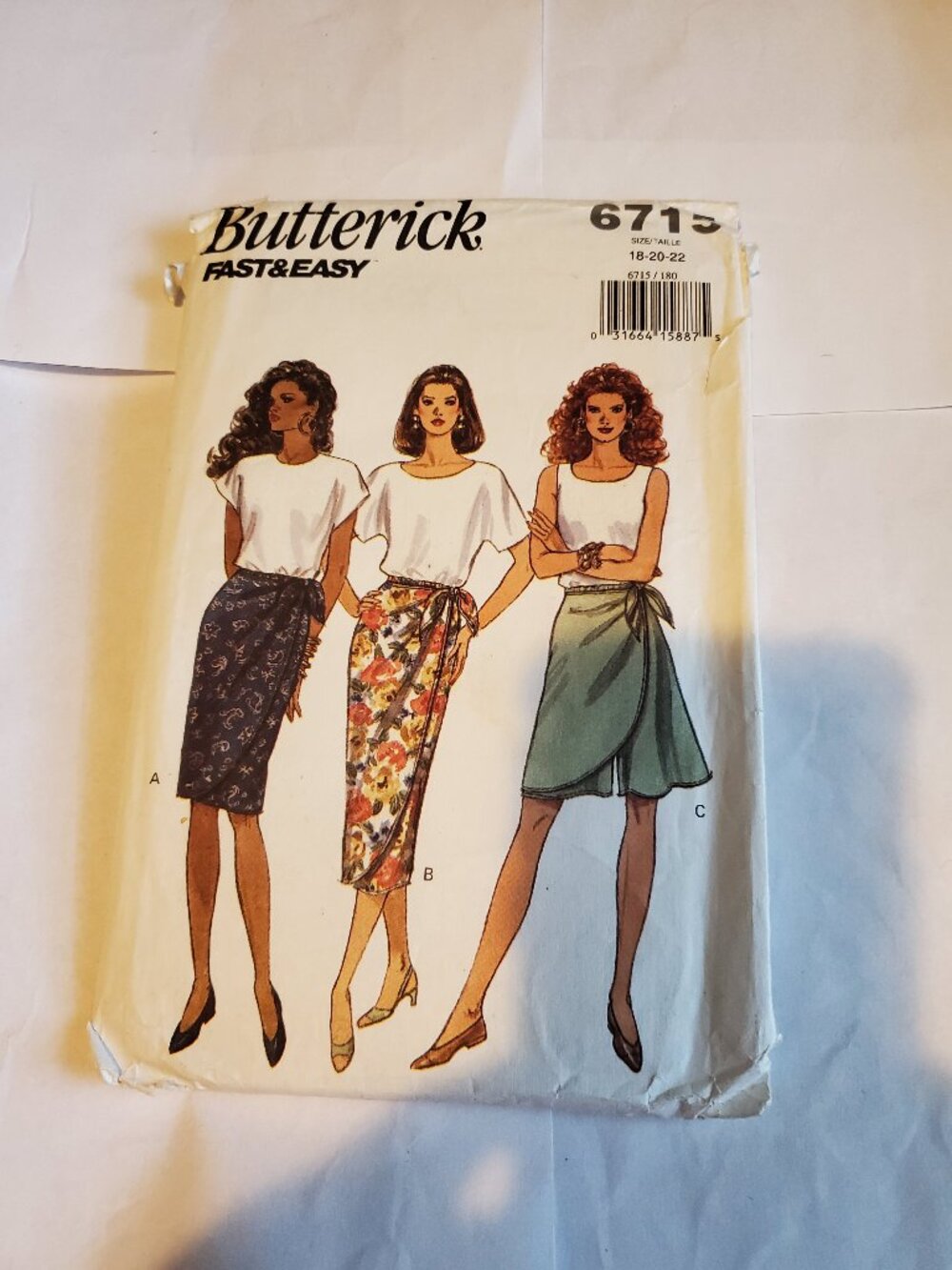 BUTTERICK 6715 MISSES 18 20 22 SKIRT PATTERN